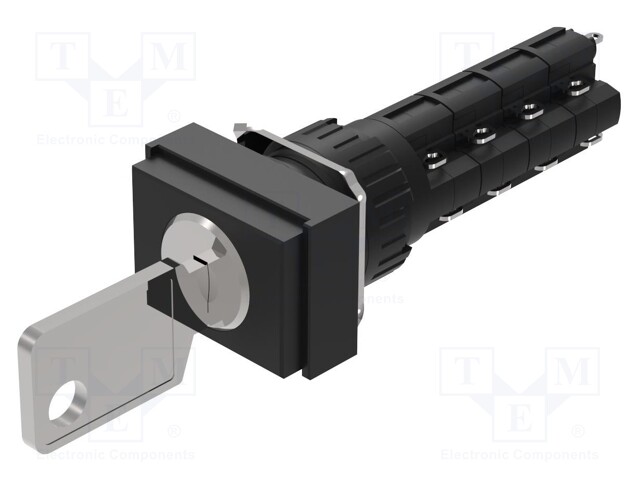 Switch: rotary with key; 16mm; Stabl.pos: 2; NC x4 + NO x4; Pos: 2