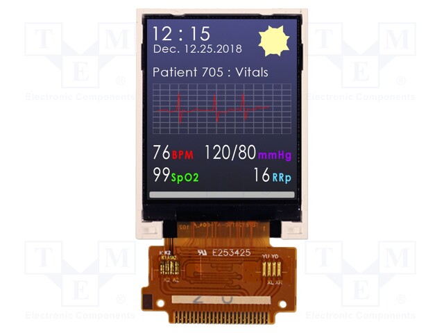 Display: TFT; 1.8"; 128x160; Illumin: LED; Dim: 34.7x46.75x2.25mm