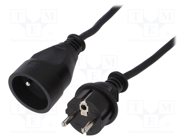 Extension lead; 3x1.5mm2; Sockets: 1; rubber; black; 40m; 10A