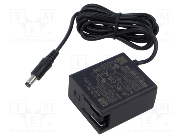 Power supply: switched-mode; plug; 15VDC; 0.8A; 12W; Out: 5,5/2,1