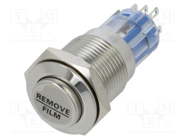Vandal Resistant Switch, MP0045/3D Series, 16.2 mm, DPDT, Momentary, Round Raised, Natural