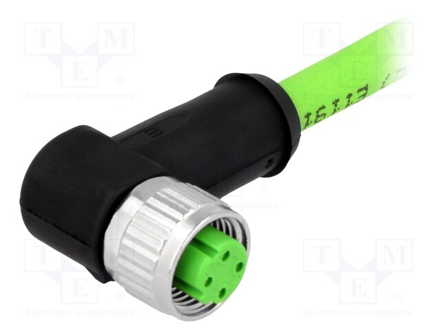 Plug; M12; PIN: 4; female; D code-Ethernet; 1m; Insulation: TPU