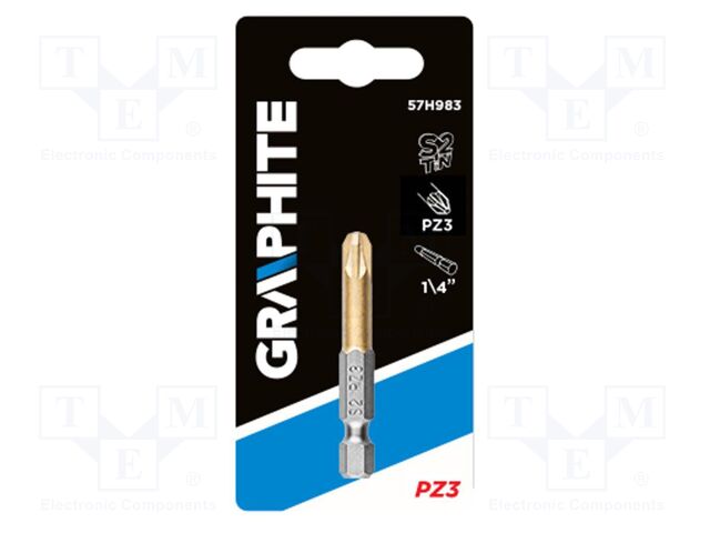 Screwdriver bit; Pozidriv®; PZ3; Overall len: 50mm