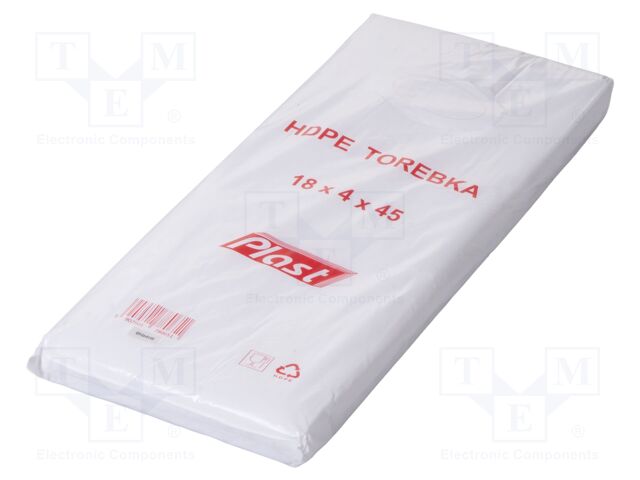 Plastic bag; L: 450mm; Width: 180mm; Thick: 6um; HDPE; transparent