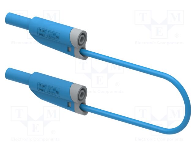 Test lead; 25A; banana plug 4mm,both sides; Len: 0.5m; blue