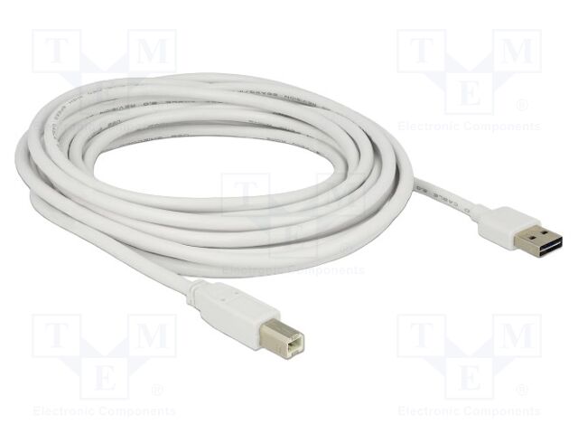 Cable; USB 2.0; USB A plug double sided,USB B plug; 5m; white