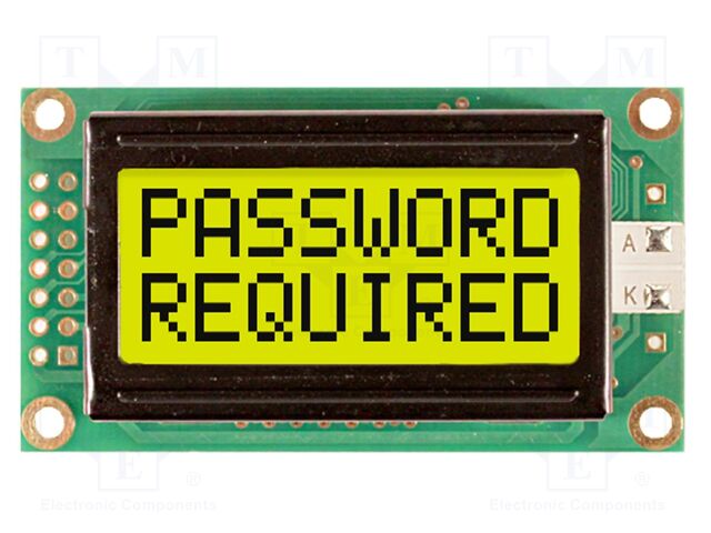 Display: LCD; STN Positive; 8x2; grey; 58x32mm; LED; 2x7; 5V