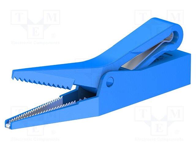 Crocodile clip; 10A; blue; Grip capac: max.9.5mm; Socket size: 4mm