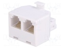 Splitter; Layout: 6p6c; RJ12 socket x2,RJ12 plug