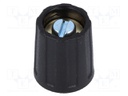 Knob; without pointer; ABS; Shaft d: 4mm; Ø13.5x15.5mm; black