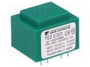Transformer: encapsulated; 2VA; 230VAC; 24V; 24V; 41.6mA; 41.6mA