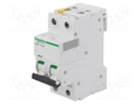 Circuit breaker; 400VAC; Inom: 16A; Poles: 2; DIN; Charact: B; 6kA