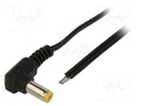 Cable; 2x0.52mm2; DC 5,5/2,1 plug; angled; black; 3m; -25÷70°C