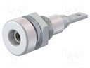 Socket; 2mm banana; 10A; 23mm; white; Mounting: soldered,on panel