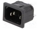 Connector: AC supply; socket; male; 10A; 250VAC; IEC 60320; C14 (E)