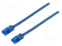 Patch cord; U/UTP; 6a; stranded; Cu; PVC; blue; Len: 1m; 32AWG