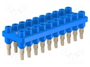 Socket strip; 70VDC; 33VAC; 10A; blue; Material: brass; 2mm banana