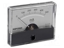 Ammeter; analogue; on panel; I AC: 0÷500mA; Class: 2,5; 60x47mm