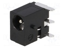Socket; DC supply; male; 3,4/1,4mm; with on/off switch; on PCBs