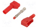 Plug; 4mm banana; 32A; red; angled,insulated; nickel plated