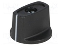 Knob; with pointer; ABS; Shaft d: 4mm; Ø23x16mm; black
