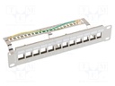 Patch panel; white; Number of ports: 12; rack 10"; RACK; Height: 1U