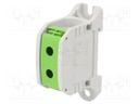 Splice terminal: rail; STB; 50mm2; ways: 1; terminals: 2; green; TS35