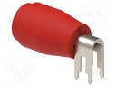 Connector: 4mm banana; socket; 25A; red; nickel plated; PCB; 28mm