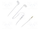 Headphones with microphone; white; Jack 3,5mm; in-ear; 32Ω; 105dB