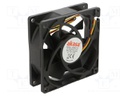 Fan: DC; axial; 12VDC; 80x80x25mm; 39.5dBA; ball; 3800rpm