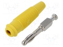 Connector: 4mm banana; plug; 32A; 60VDC; yellow; non-insulated