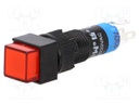 Switch: push-button; Pos: 2; SPDT; 0.5A/250VAC; 1A/24VDC; red; red