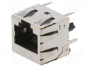 Socket; RJ45; PIN: 8; gold-plated; Layout: 8p8c; on PCBs; THT