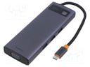 Hub USB; grey; Number of ports: 9; 0.18m; Enclos.mat: aluminium