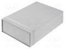 Enclosure: with panel; 1598; X: 200mm; Y: 280mm; Z: 76mm; ABS; grey