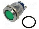 Indicator: LED; flat; 24VDC; 24VAC; Cutout: Ø19mm; screw; brass