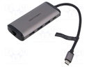 Hub USB; USB 3.0; grey; Number of ports: 8; 0.15m; Colour: black