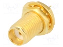 Socket; SMA; female; straight; 50Ω; soldering; for panel mounting
