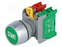 Switch: push-button; Stabl.pos: 1; NC + NO; 3A/230VAC; 22mm; green