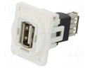 Coupler; USB A socket,both sides; FT; USB 2.0; plastic; 19x24mm