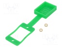 Socket gasket with dust cap; SLIM; flat; Colour: green; 29mm