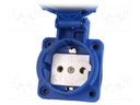 Connector: AC supply; socket; Layout: 2P+PE; blue; 250VAC; 16A; IP67