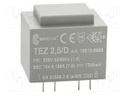 Transformer: encapsulated; 2.5VA; 230VAC; 15V; 166.6mA; IP00; 100g