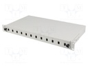 Fiber patch panel; grey; Number of ports: 12; rack 19"; Height: 1U