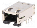 Socket; RJ45; PIN: 8; shielded,with LED; Layout: 8p8c; THT; angled