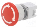 Switch: emergency stop; Stabl.pos: 2; 22mm; red; Illumin: none; IP65