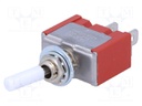 Switch: toggle; Pos: 2; SPST; ON-OFF; 10A/125VAC; -10÷85°C; 1000MΩ