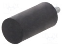 Vibroisolation foot; Ø: 15mm; H: 30mm; Shore hardness: 55±5; 210N