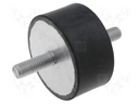 Vibration damper; M10; Ø: 50mm; rubber; L: 50mm; Thread len: 28mm