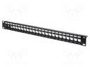 Patch panel; Keystone; black; Number of ports: 24; 19"; rack 19"